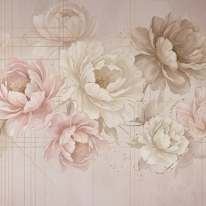Abstract Peonies with Gold & Blush Accents